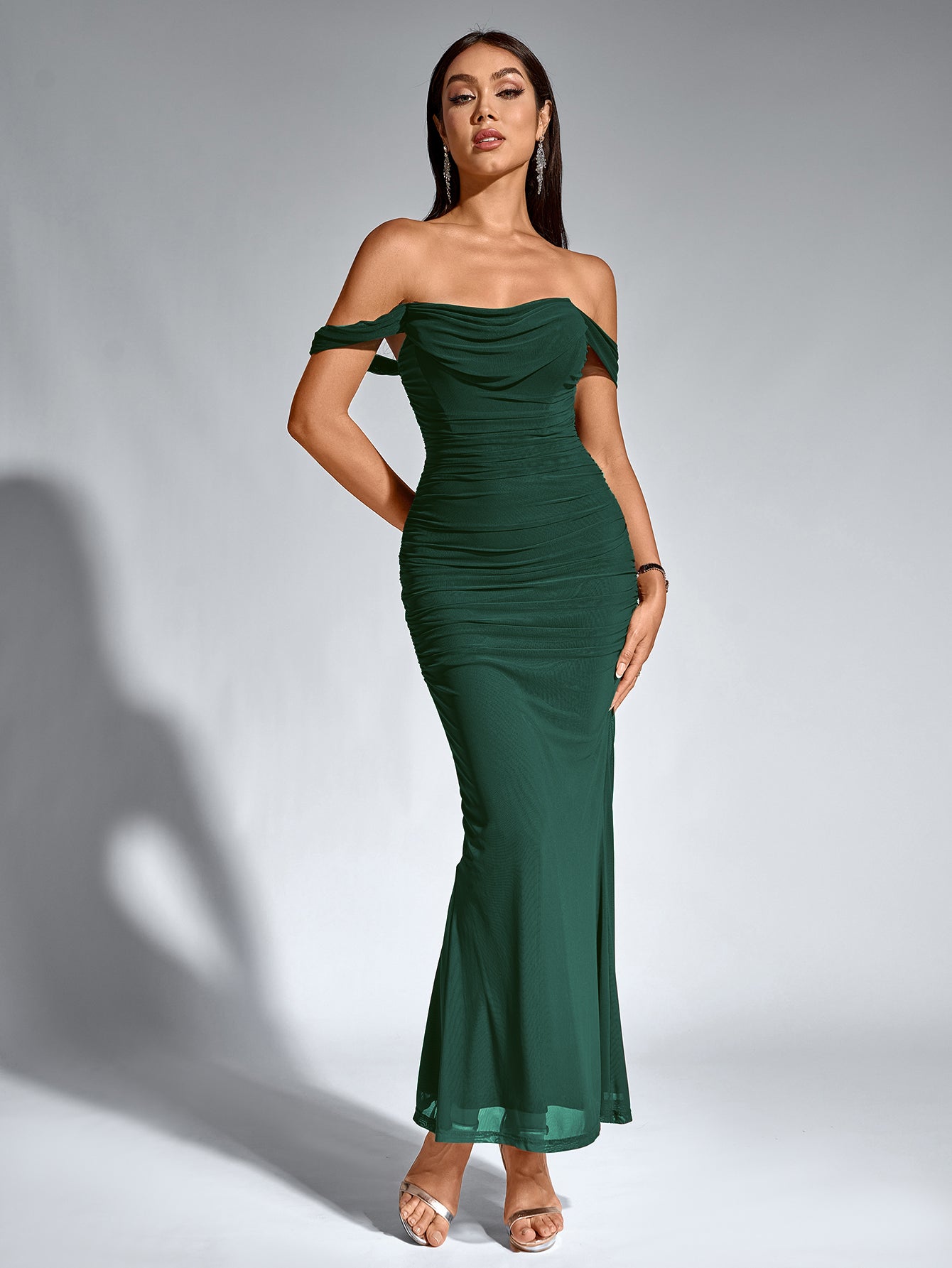 Off shoulder ruched maxi dress - View 23 | WEUXS