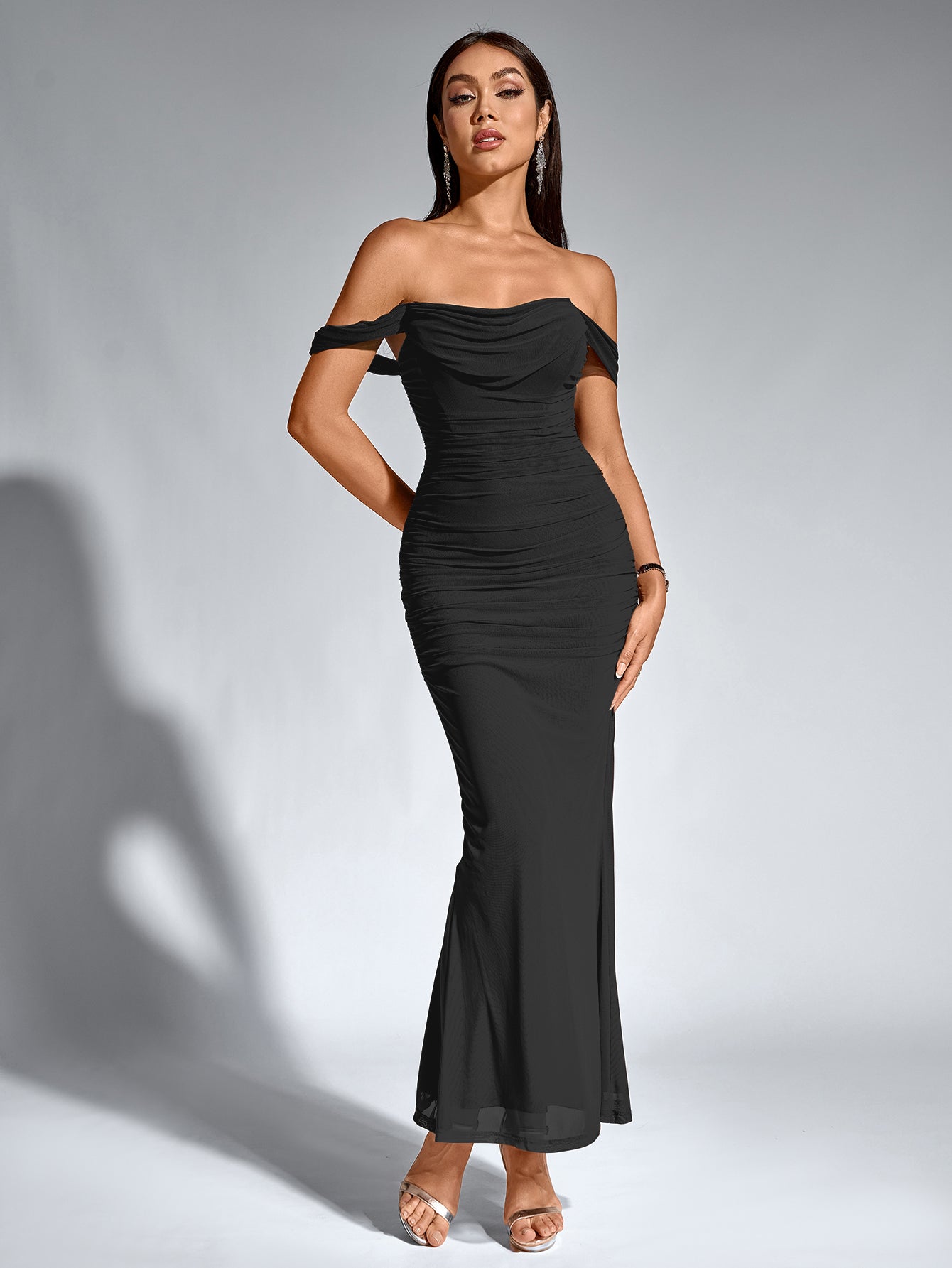 Off shoulder ruched maxi dress - View 11 | WEUXS