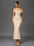 Off shoulder ruched maxi dress - View 55 | WEUXS
