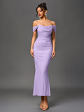 Off shoulder ruched maxi dress - View 43 | WEUXS