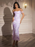 Floral Off Shoulder Maxi Dress - View 49 | WEUXS