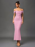 Off shoulder ruched maxi dress - View 49 | WEUXS