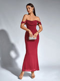 Off shoulder ruched maxi dress - View 16 | WEUXS