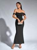 Off shoulder ruched maxi dress - View 10 | WEUXS