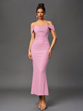 Off shoulder ruched maxi dress - View 52 | WEUXS