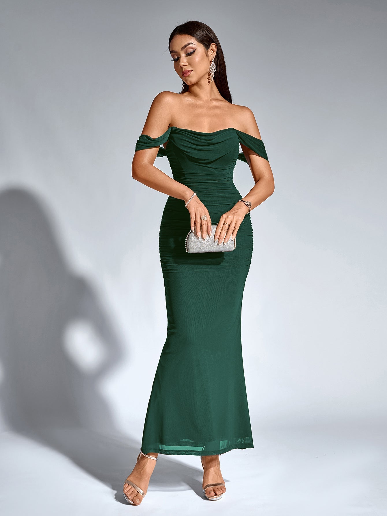 Off shoulder ruched maxi dress - View 22 | WEUXS