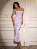 Floral Off Shoulder Maxi Dress - View 52 | WEUXS
