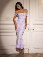 Floral Off Shoulder Maxi Dress - View 52 | WEUXS