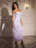 Floral Off Shoulder Maxi Dress - View 51 | WEUXS