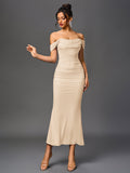 Off shoulder ruched maxi dress - View 57 | WEUXS