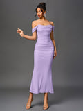 Off shoulder ruched maxi dress - View 45 | WEUXS