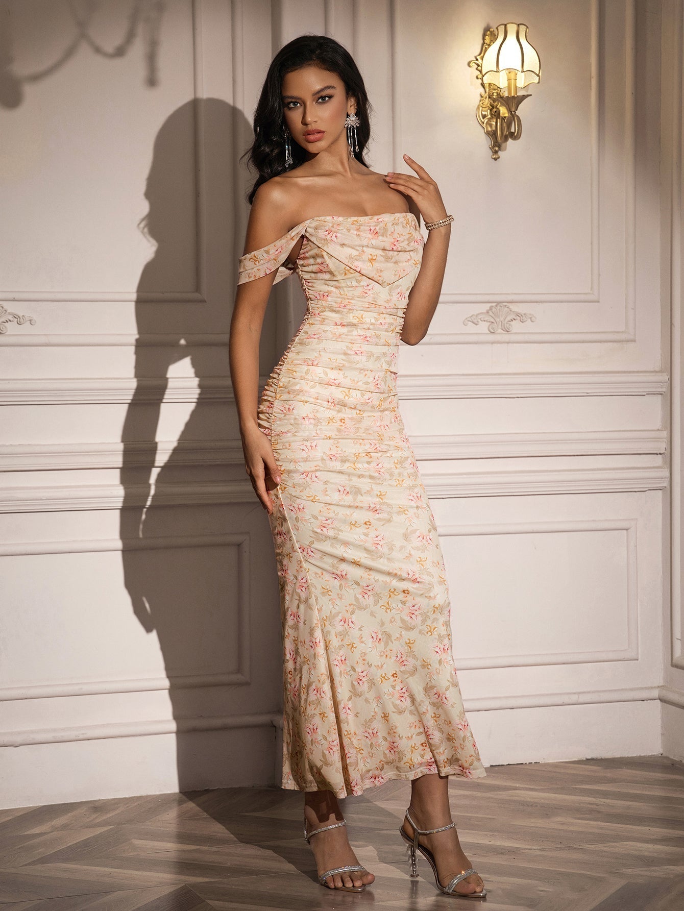 Floral Off Shoulder Maxi Dress - View 21 | WEUXS
