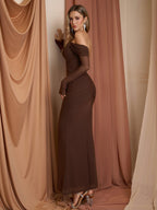 Off shoulder mesh maxi dress - View 8 | WEUXS