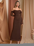 Off shoulder mesh maxi dress - View 11 | WEUXS