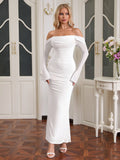 Off shoulder mesh maxi dress - View 29 | WEUXS