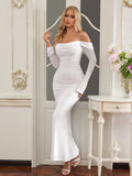 Off shoulder mesh maxi dress - View 25 | WEUXS