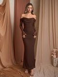 Off shoulder mesh maxi dress - View 7 | WEUXS