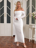 Off shoulder mesh maxi dress - View 28 | WEUXS