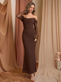 Off shoulder mesh maxi dress - View 9 | WEUXS