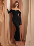 Off shoulder mesh maxi dress - View 24 | WEUXS