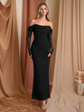 Off shoulder mesh maxi dress - View 19 | WEUXS