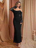 Off shoulder mesh maxi dress - View 20 | WEUXS