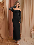 Off shoulder mesh maxi dress - View 20 | WEUXS