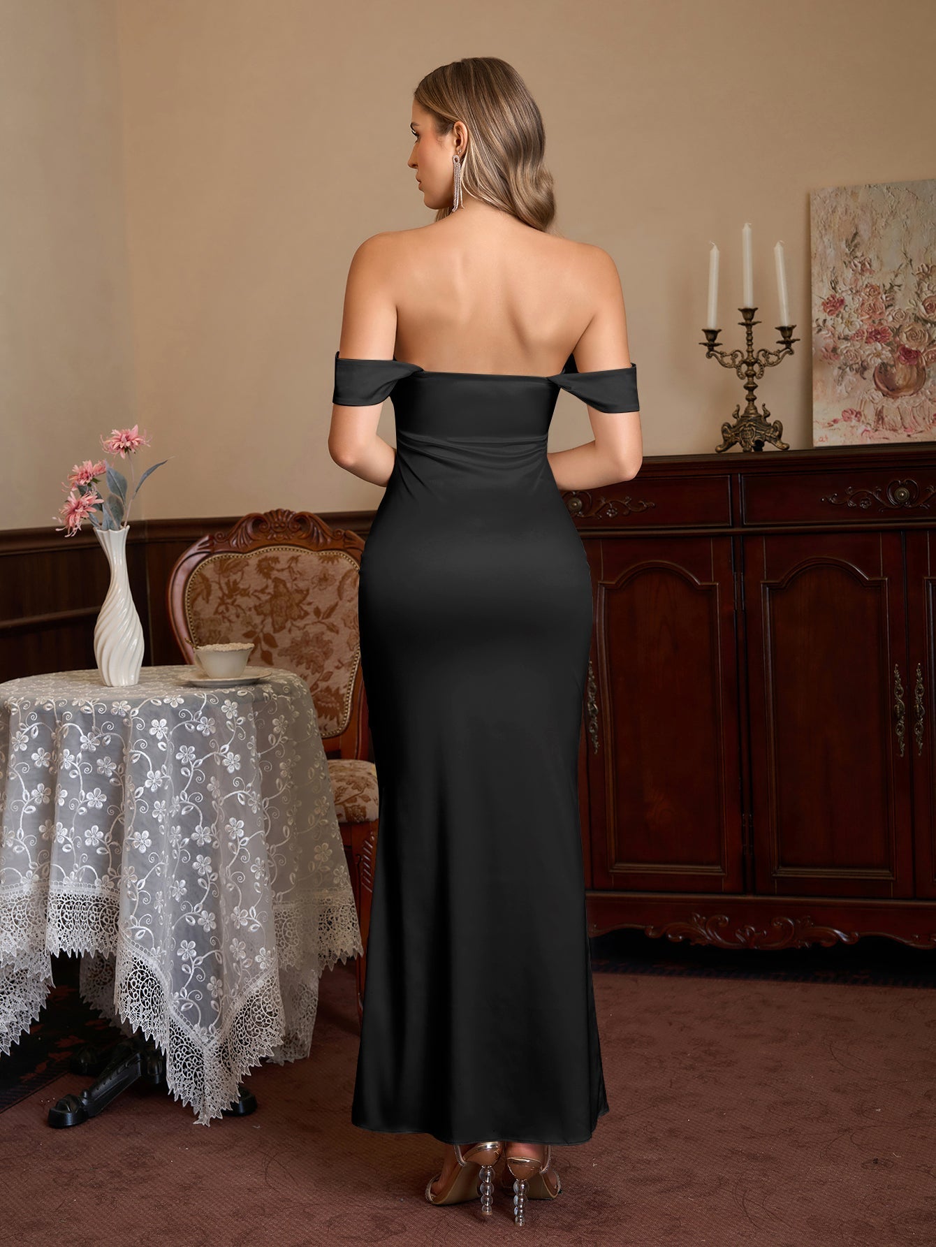 Long satin mermaid dress - View 26 | WEUXS