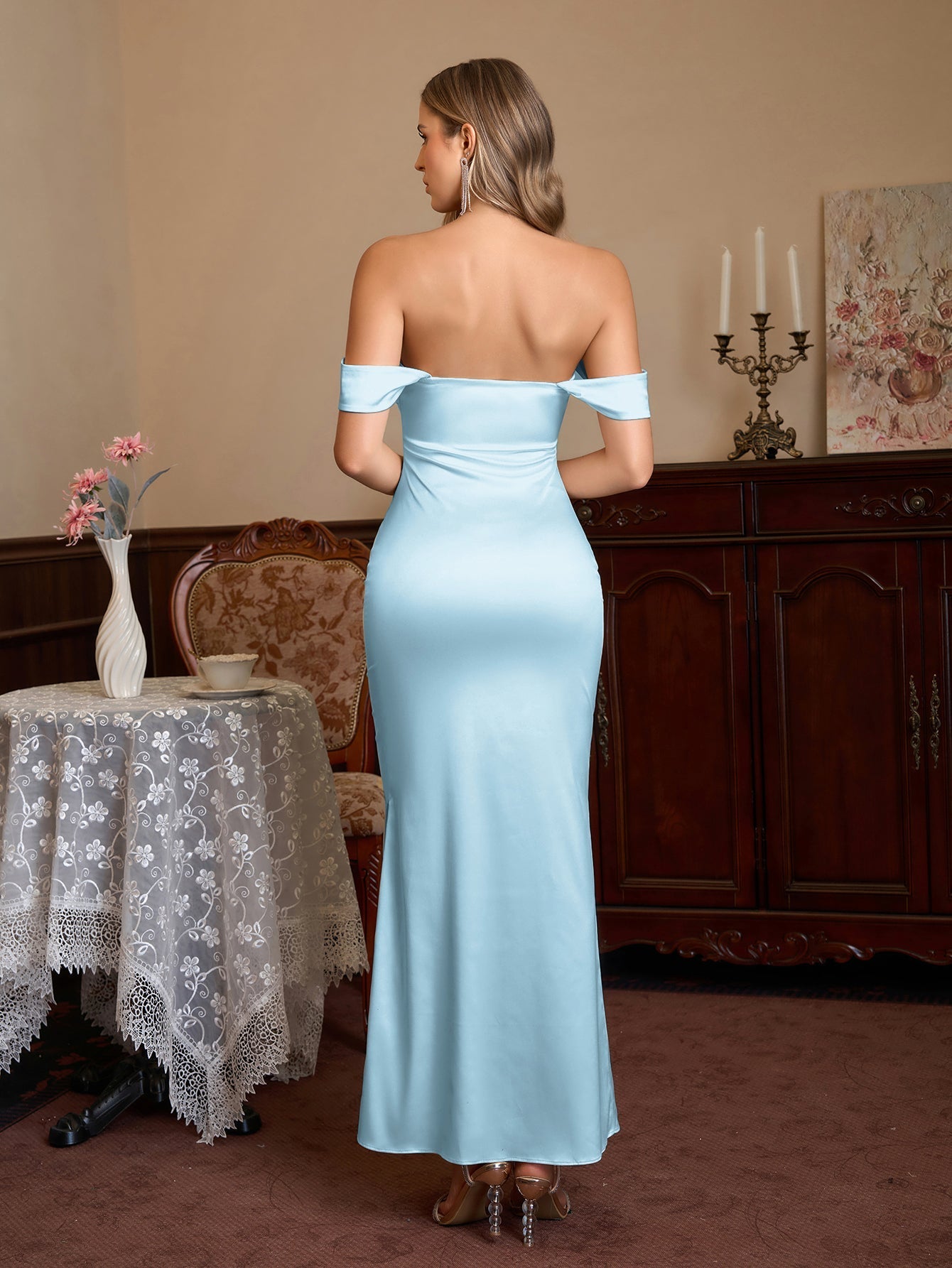 Long satin mermaid dress - View 21 | WEUXS