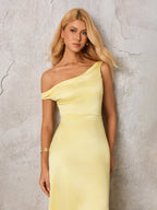 One shoulder satin maxi dress - View 6 | WEUXS