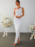 One Shoulder Formal Dress with Asymmetrical Neckline - View 6 | WEUXS
