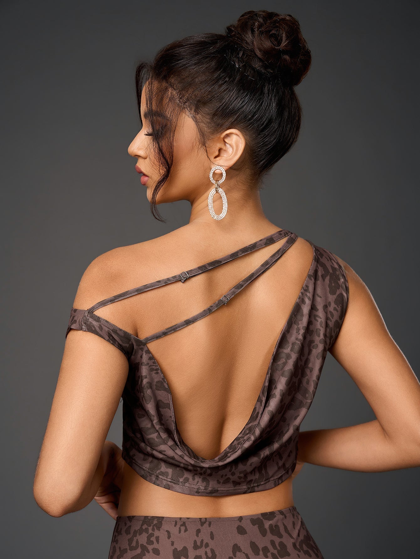 One Shoulder Print Top and Skirt Set - View 6 | WEUXS