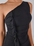 One Shoulder Asymmetrical Hem Dress - View 6 | WEUXS