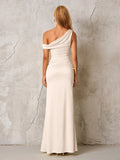 One Shoulder Satin Maxi Dress - View 8 | WEUXS