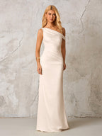 One Shoulder Satin Maxi Dress - View 11 | WEUXS
