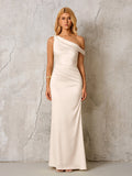 One Shoulder Satin Maxi Dress - View 7 | WEUXS