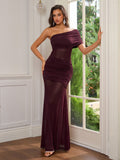 One Shoulder Maxi Dress with Ruching - View 6 | WEUXS