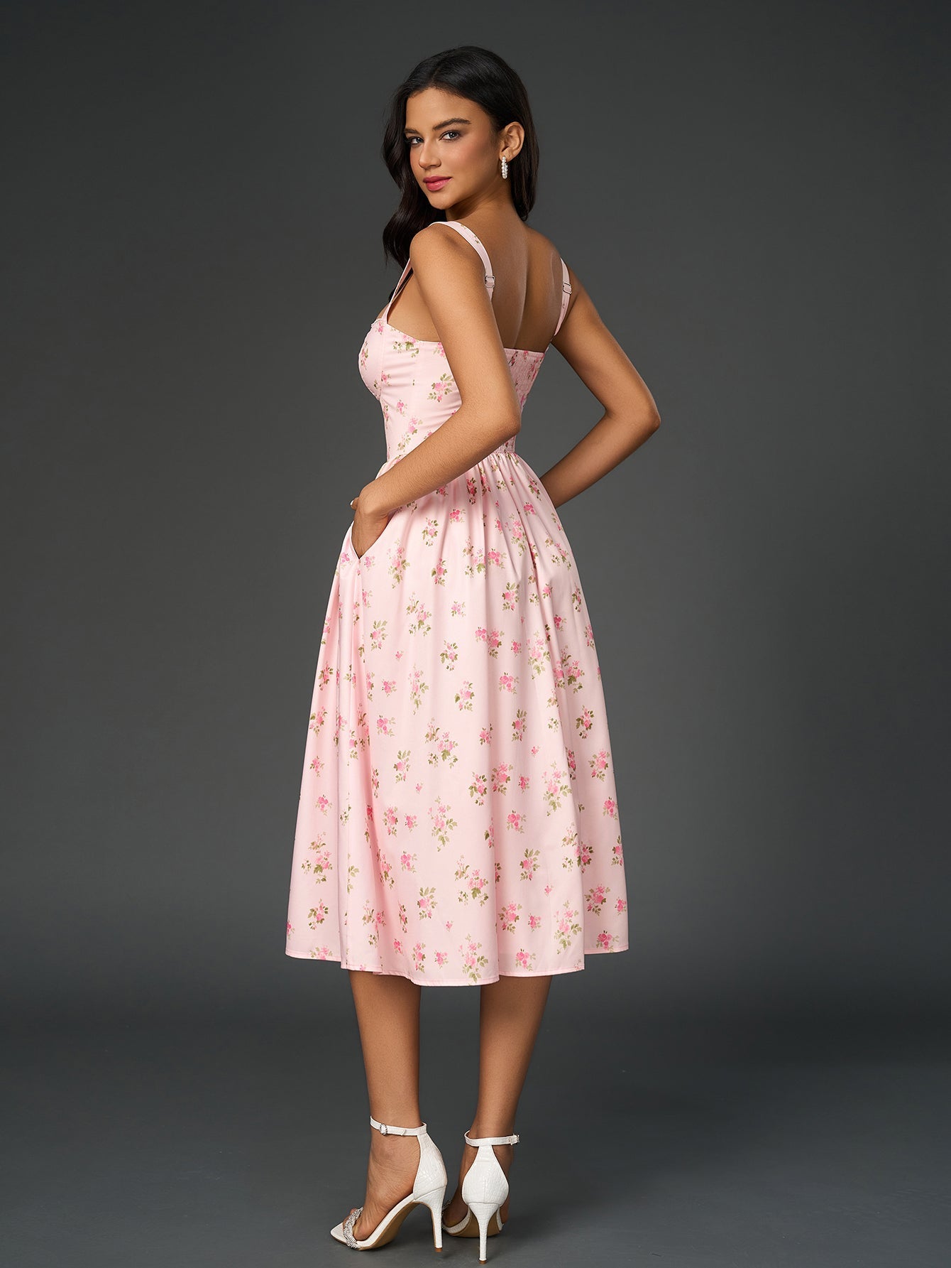 Floral print midi dress - View 8 | WEUXS