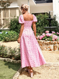 Floral print maxi dress with puff sleeves - View 20 | WEUXS