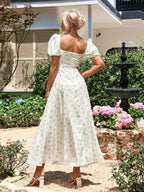 Floral print maxi dress with puff sleeves - View 14 | WEUXS