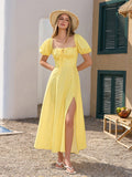 Floral print maxi dress with puff sleeves - View 11 | WEUXS