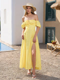 Floral print maxi dress with puff sleeves - View 7 | WEUXS