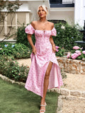 Floral print maxi dress with puff sleeves - View 19 | WEUXS