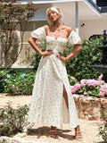 Floral print maxi dress with puff sleeves - View 13 | WEUXS