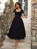Midi dress with puff sleeves and lace trim - View 9 | WEUXS