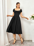 Puff Sleeve Button Midi Dress - View 24 | WEUXS