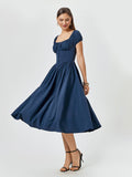 Puff Sleeve Button Midi Dress - View 13 | WEUXS