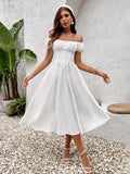 Puff Sleeve Button Midi Dress - View 9 | WEUXS