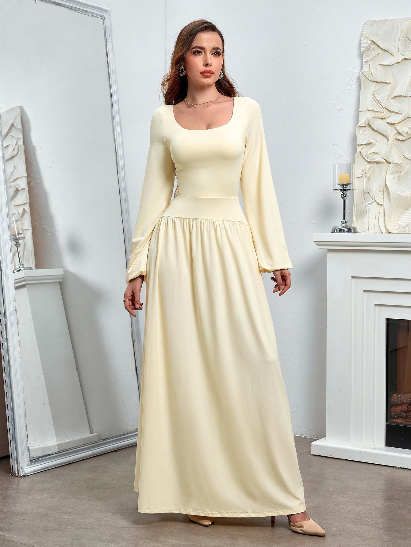 Puff sleeve maxi dress - View 6 | WEUXS