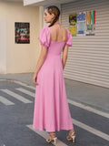 Puff Sleeve Square Neck Maxi Dress - View 8 | WEUXS